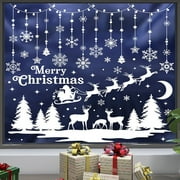 Jpxdew White Christmas Snowflake Window Stickers,Decorative Glass Door Stickers,Shopping Mall Window Decor